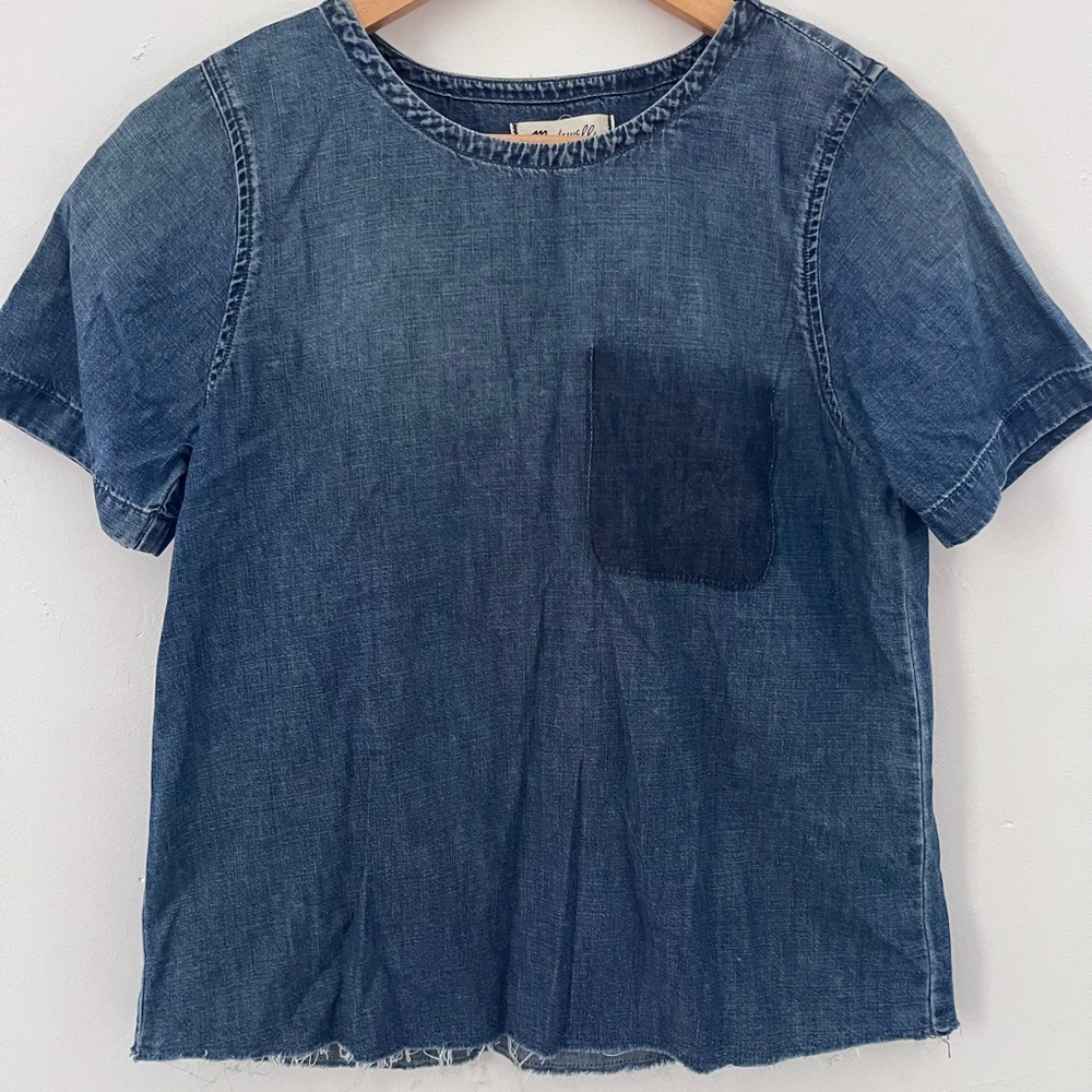 Madewell Blue Denim Short Sleeve Top